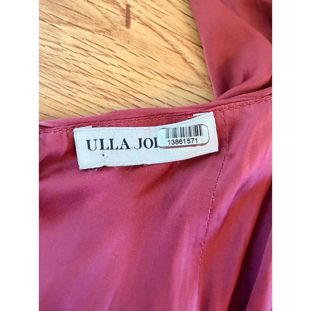 Ulla Johnson Mirelle Blouse Red Ruched Pleated Peplum Long Sleeve Top Size 6